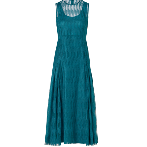 Ärmelloses Midi-Kleid mit High Plains Stickerei auf Tüll