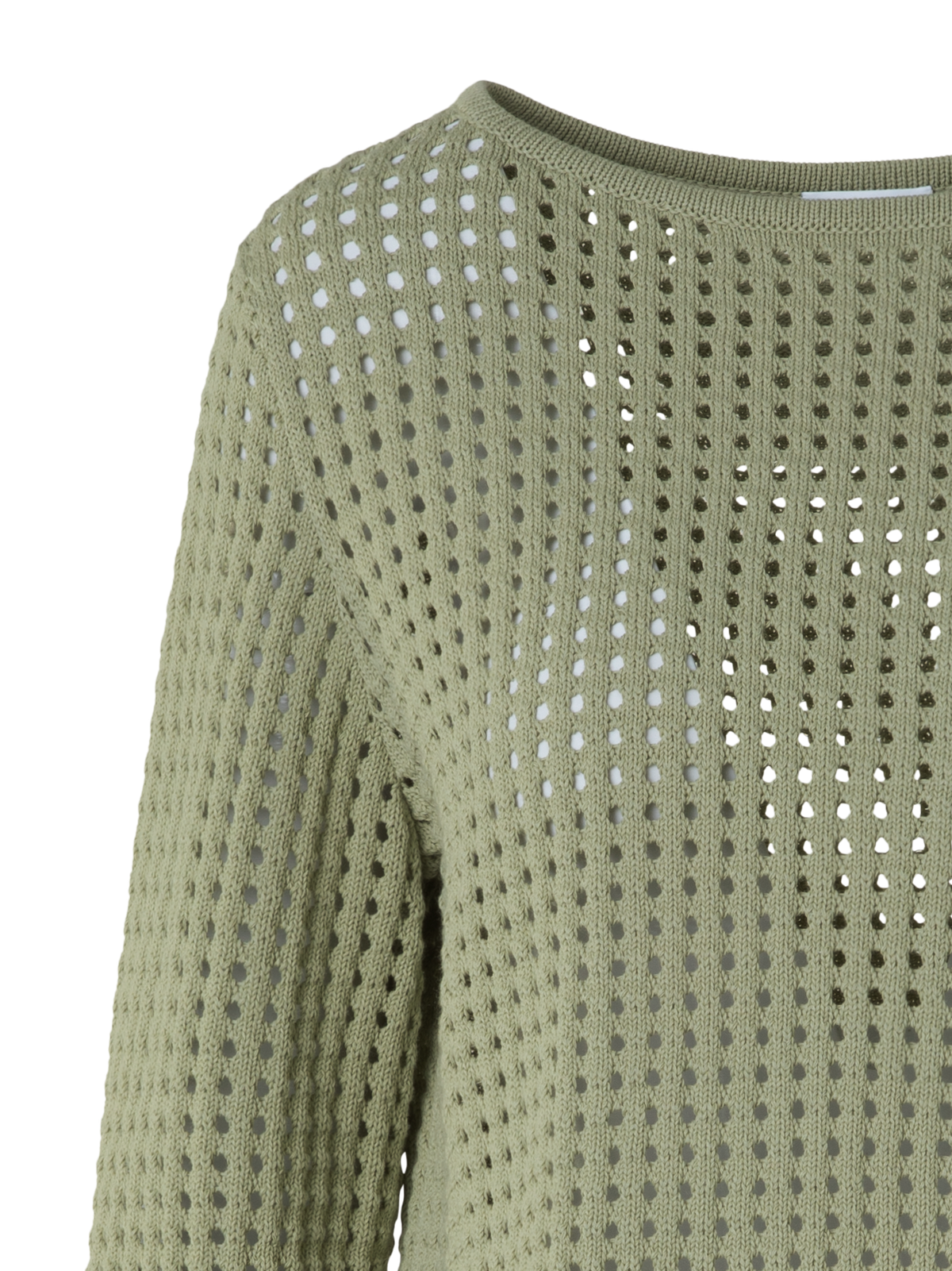 Designer Strickpullover aus grobem Baumwollmesh - Grün