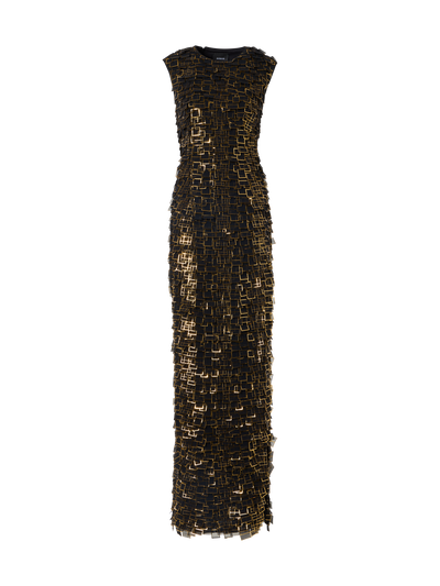 Designer Robe in Golden Frame Organza Tiles - Schwarz - Bunt