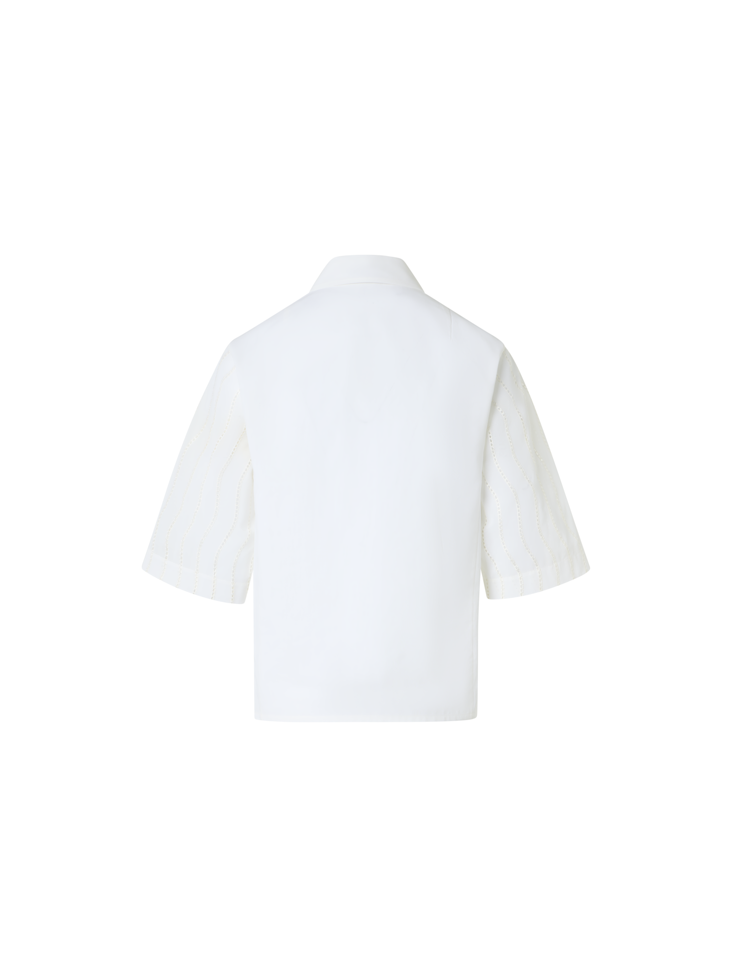 Designer Bestickte kastige Baumwollbluse - Ecru