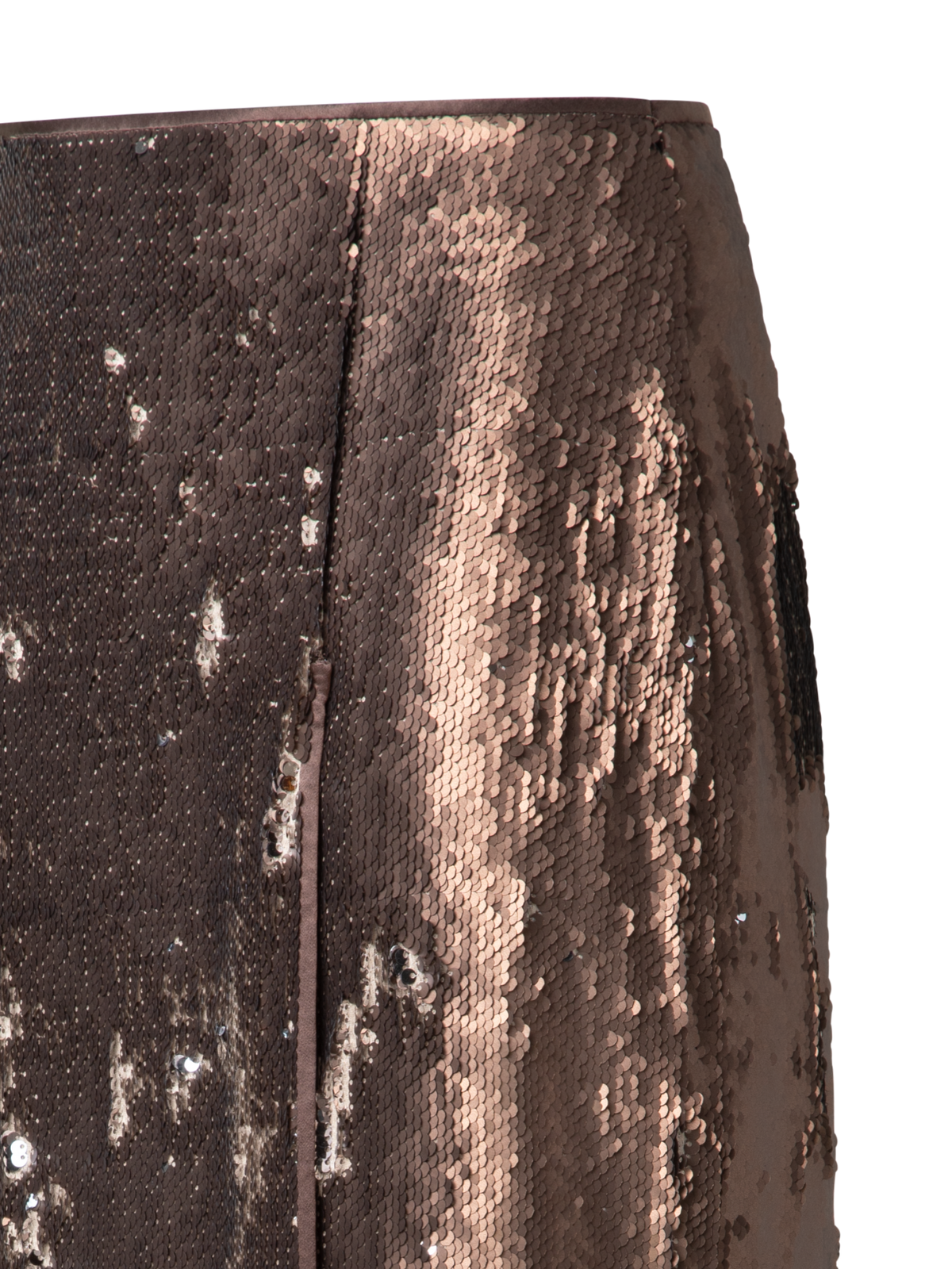 Designer Bleistiftrock mit zweifarbigen Pailletten - Braun - Gold