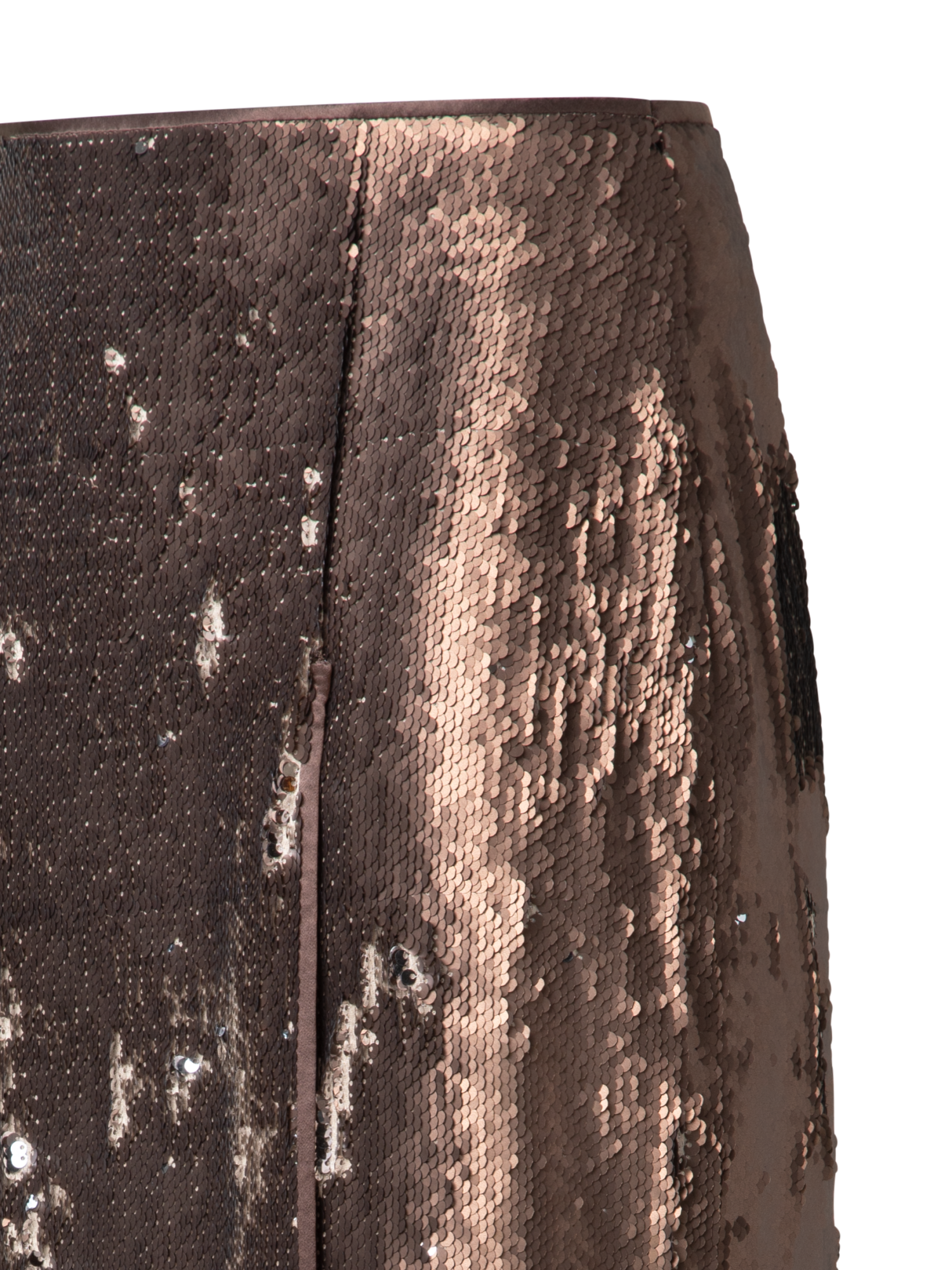 Designer Bleistiftrock mit zweifarbigen Pailletten - Braun - Gold