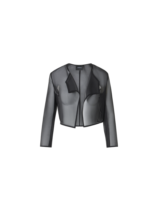 Designer Kurzer Bolero aus Seidenorganza - Schwarz