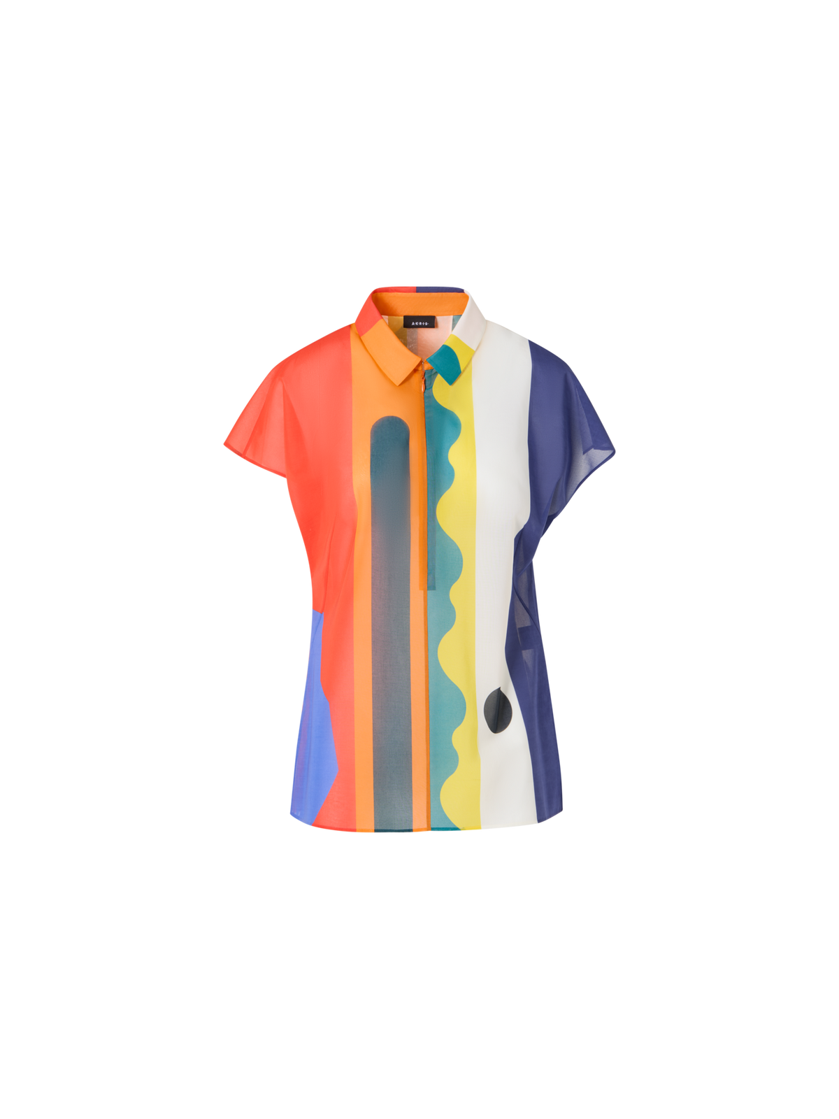 Designer Baumwoll-Tunika-Bluse mit Paravent-Druck - Bunt