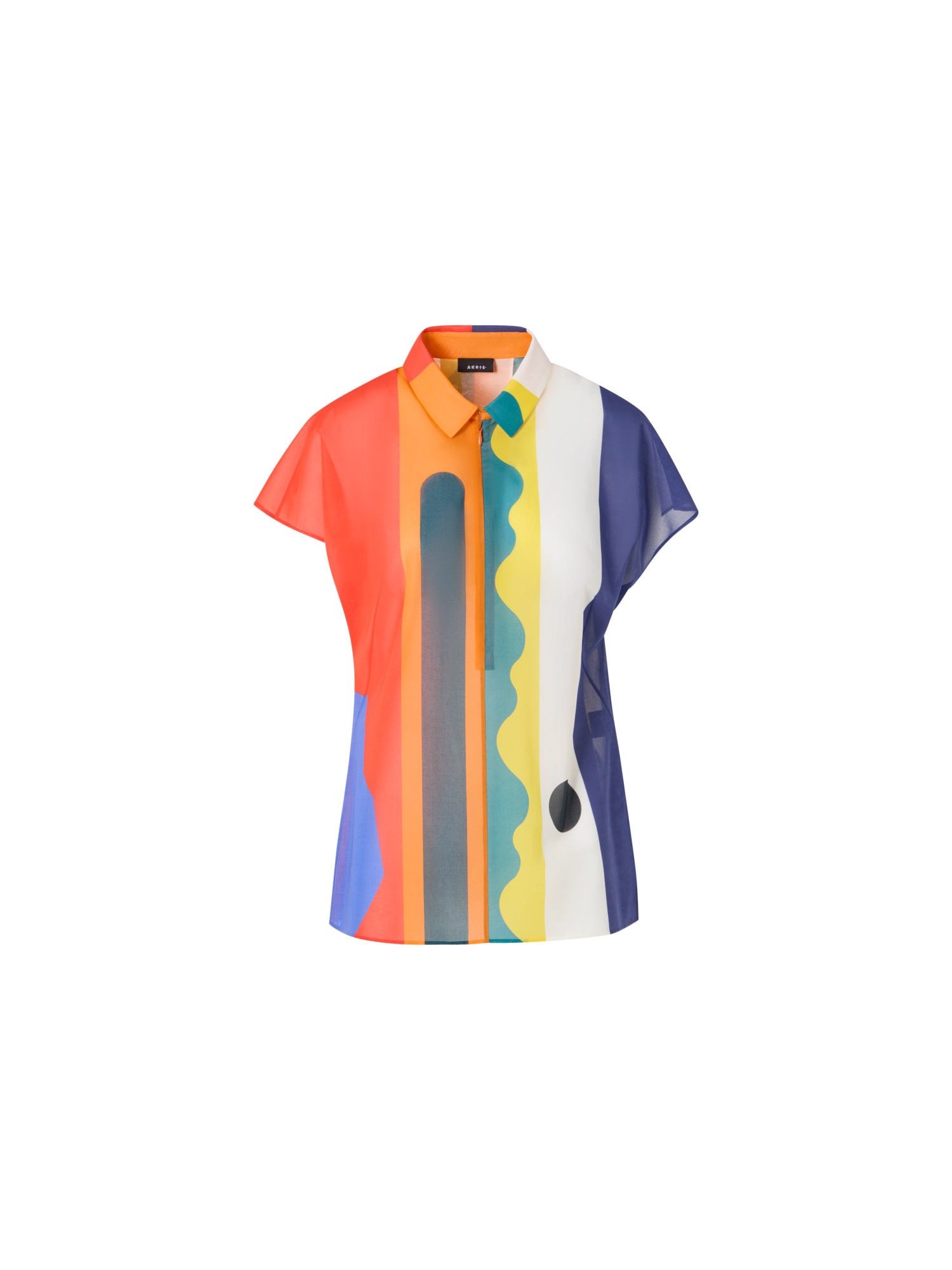 Designer Baumwoll-Tunika-Bluse mit Paravent-Druck - Bunt