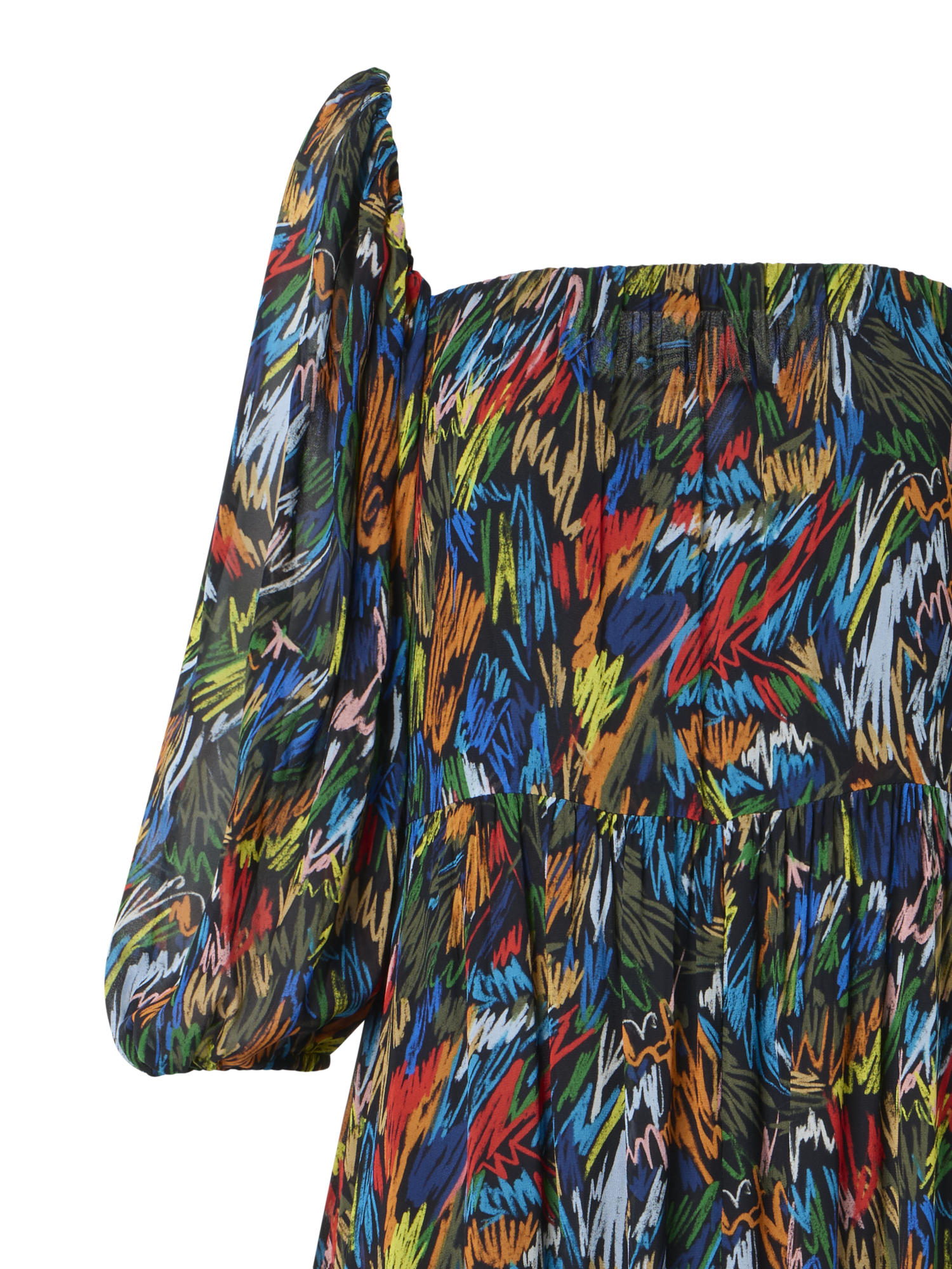 Designer Boho-Maxikleid mit Scribble-Druck - Schwarz - Bunt