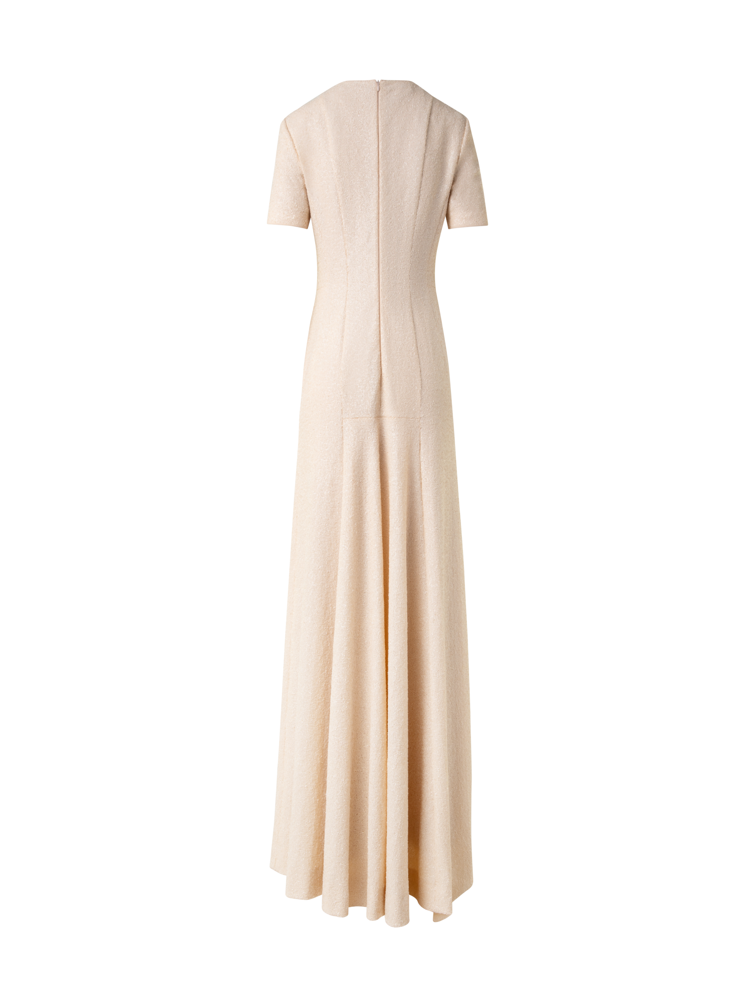 Designer Langes Pailletten-Abendkleid mit kurzen Ärmeln - Beige