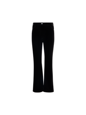 Designer Verkürzte Bootcut Hose aus Stretch-Samt - Schwarz