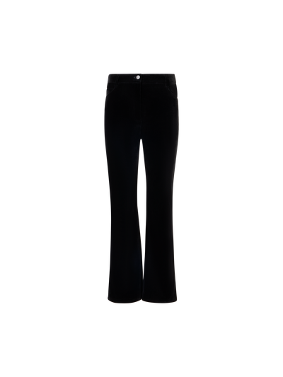 Designer Verkürzte Bootcut Hose aus Stretch-Samt - Schwarz