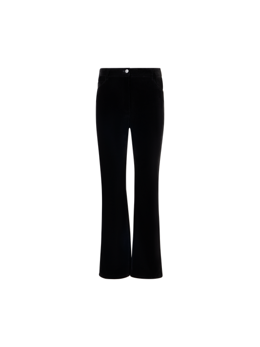 Designer Verkürzte Bootcut Hose aus Stretch-Samt - Schwarz