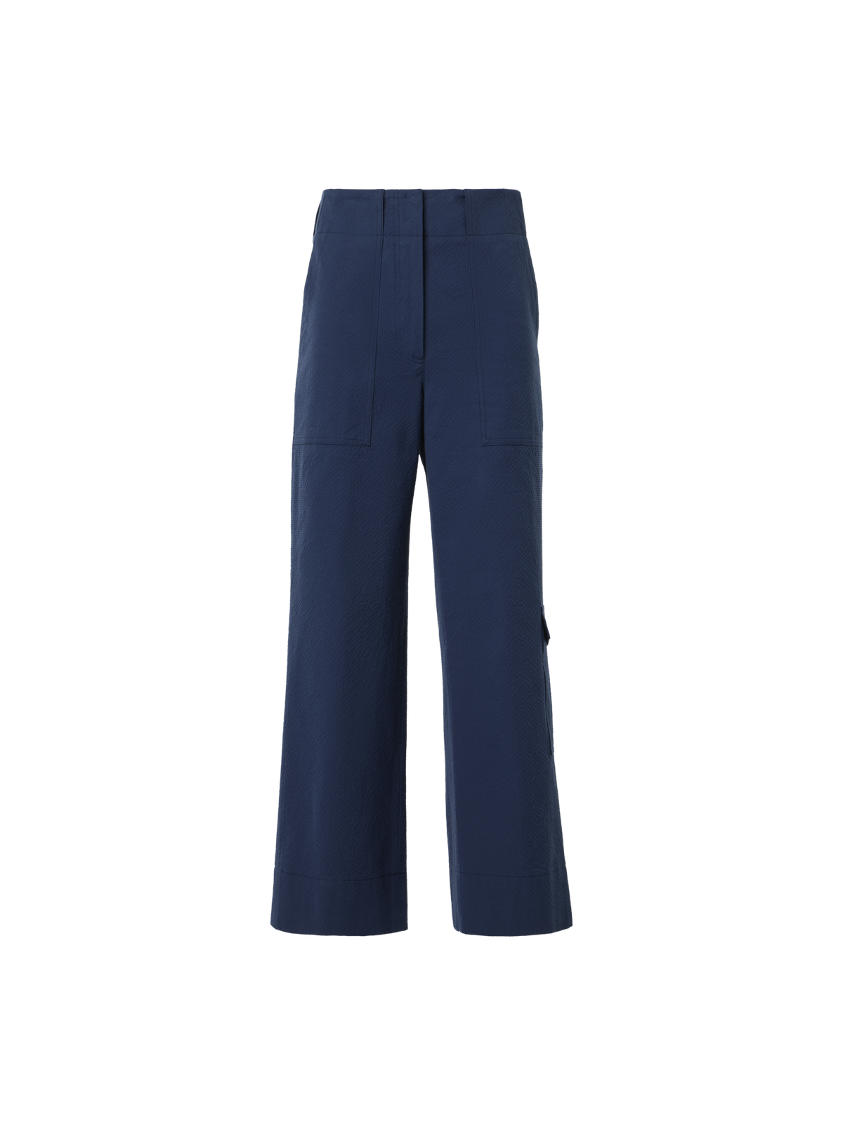 Designer Cliff gerade Cropped-Cargohose aus Baumwoll-Seersucker - Dunkelblau - Blau