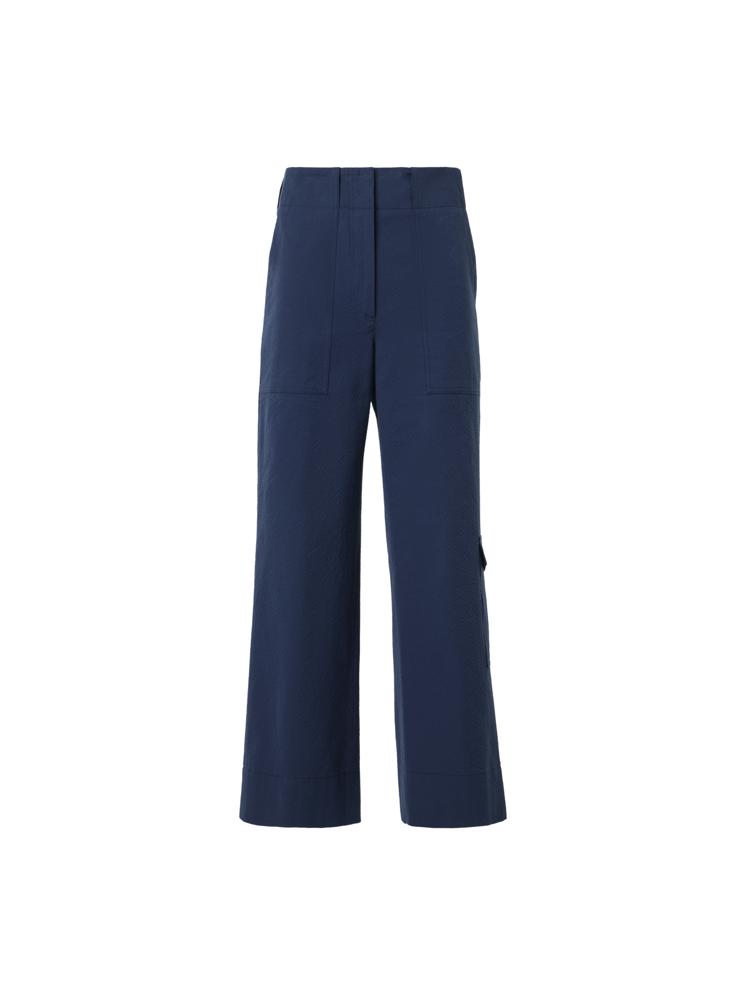 Designer Cliff gerade Cropped-Cargohose aus Baumwoll-Seersucker - Dunkelblau - Blau