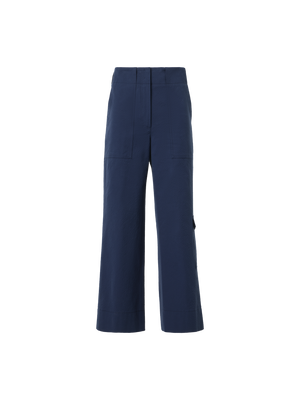Designer Cliff gerade Cropped-Cargohose aus Baumwoll-Seersucker - Dunkelblau - Blau
