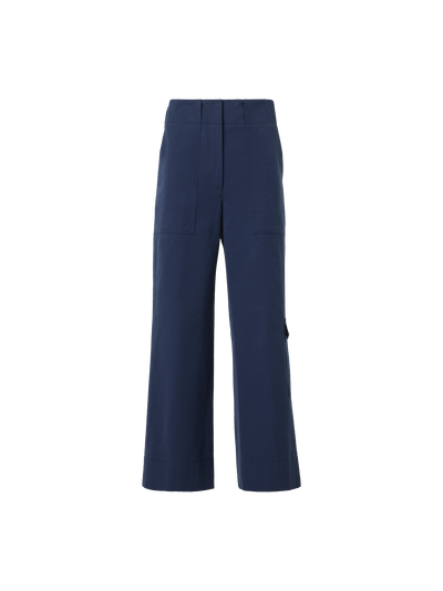 Designer Cliff gerade Cropped-Cargohose aus Baumwoll-Seersucker - Dunkelblau - Blau