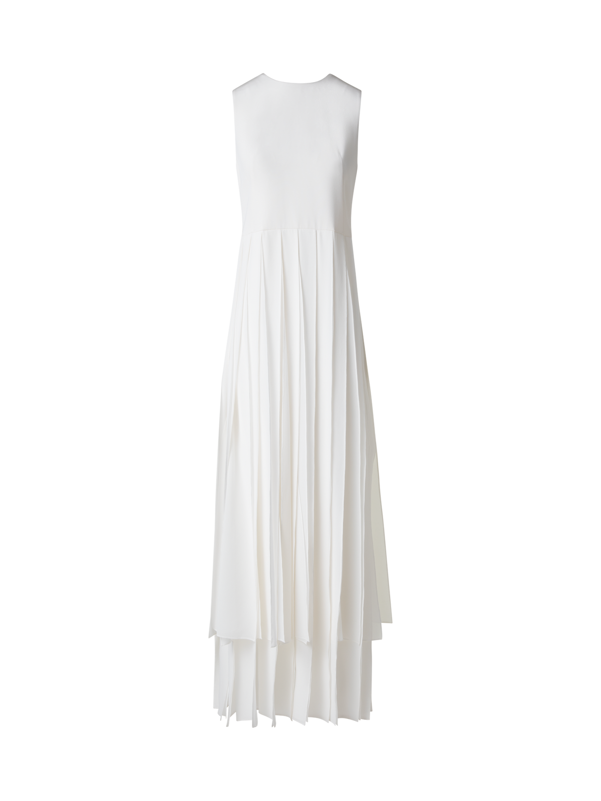Designer Langes Seidenband-Seidenkleid - Ecru - Weiss