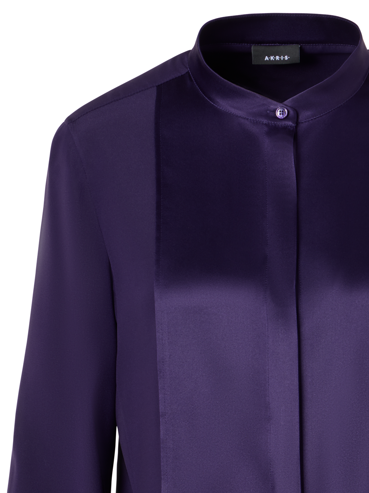 Designer Langärmelige Bluse aus Seiden-Stretch - Violett