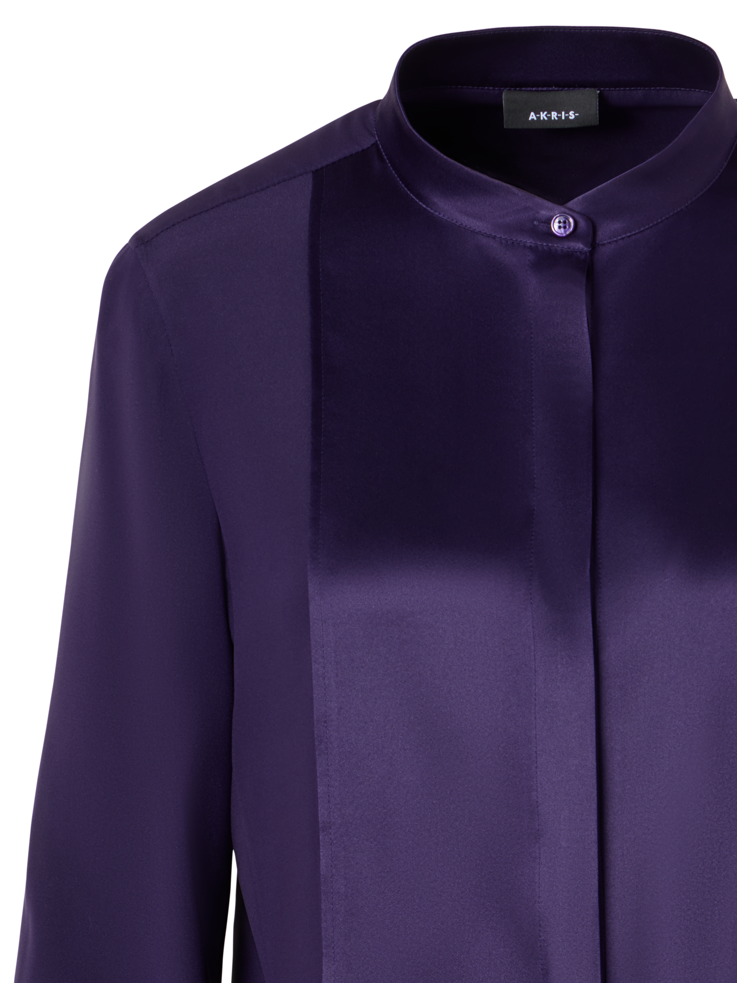 Designer Langärmelige Bluse aus Seiden-Stretch - Violett