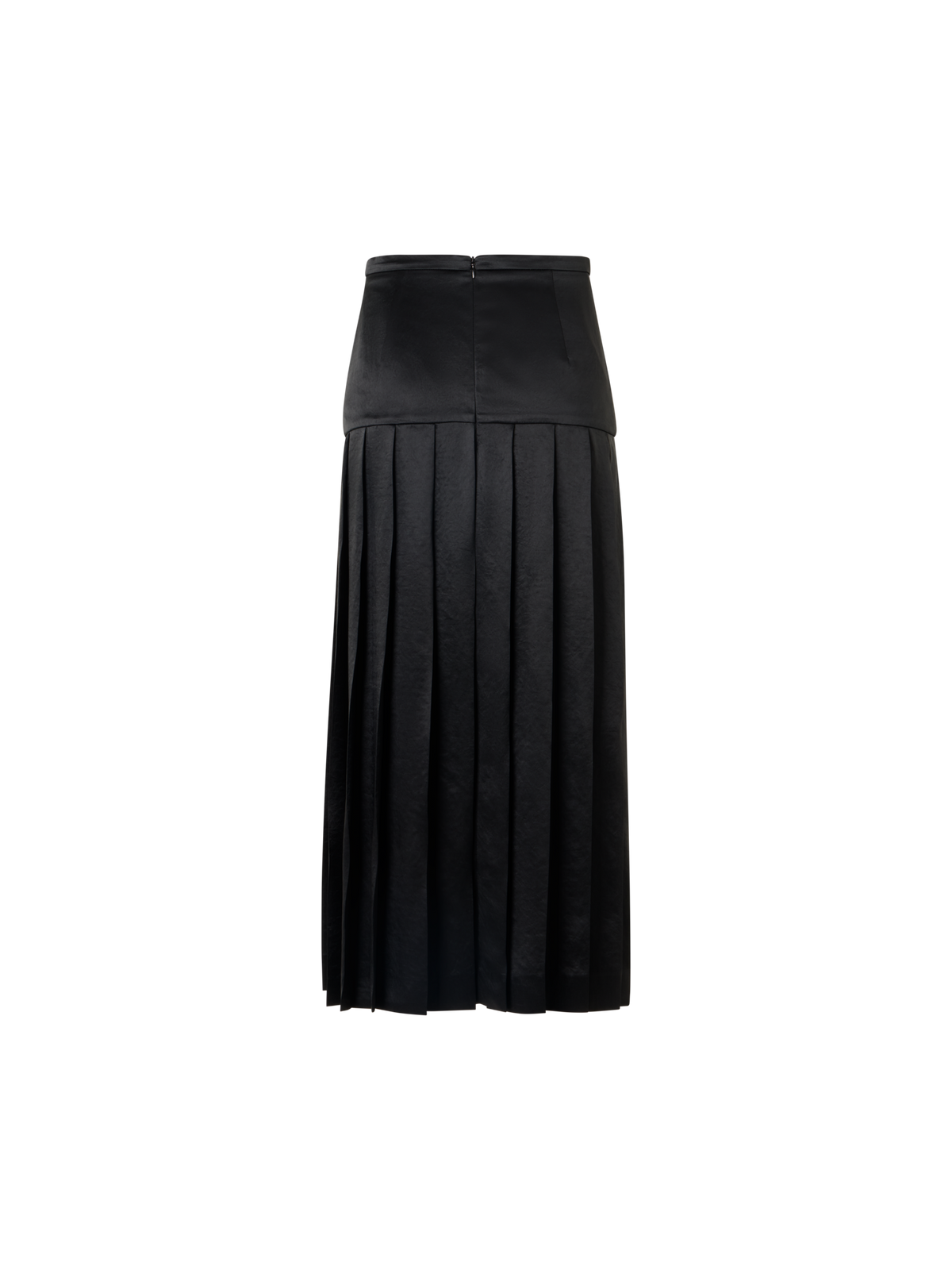 Designer Plissierter Midirock aus Satin - Schwarz