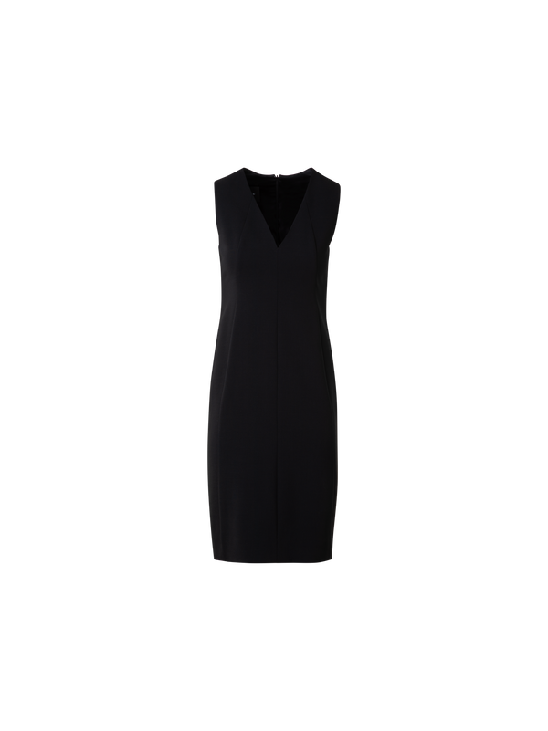 Designer Etuikleid aus Woll-Doubleface mit V-Ausschnitt - Schwarz