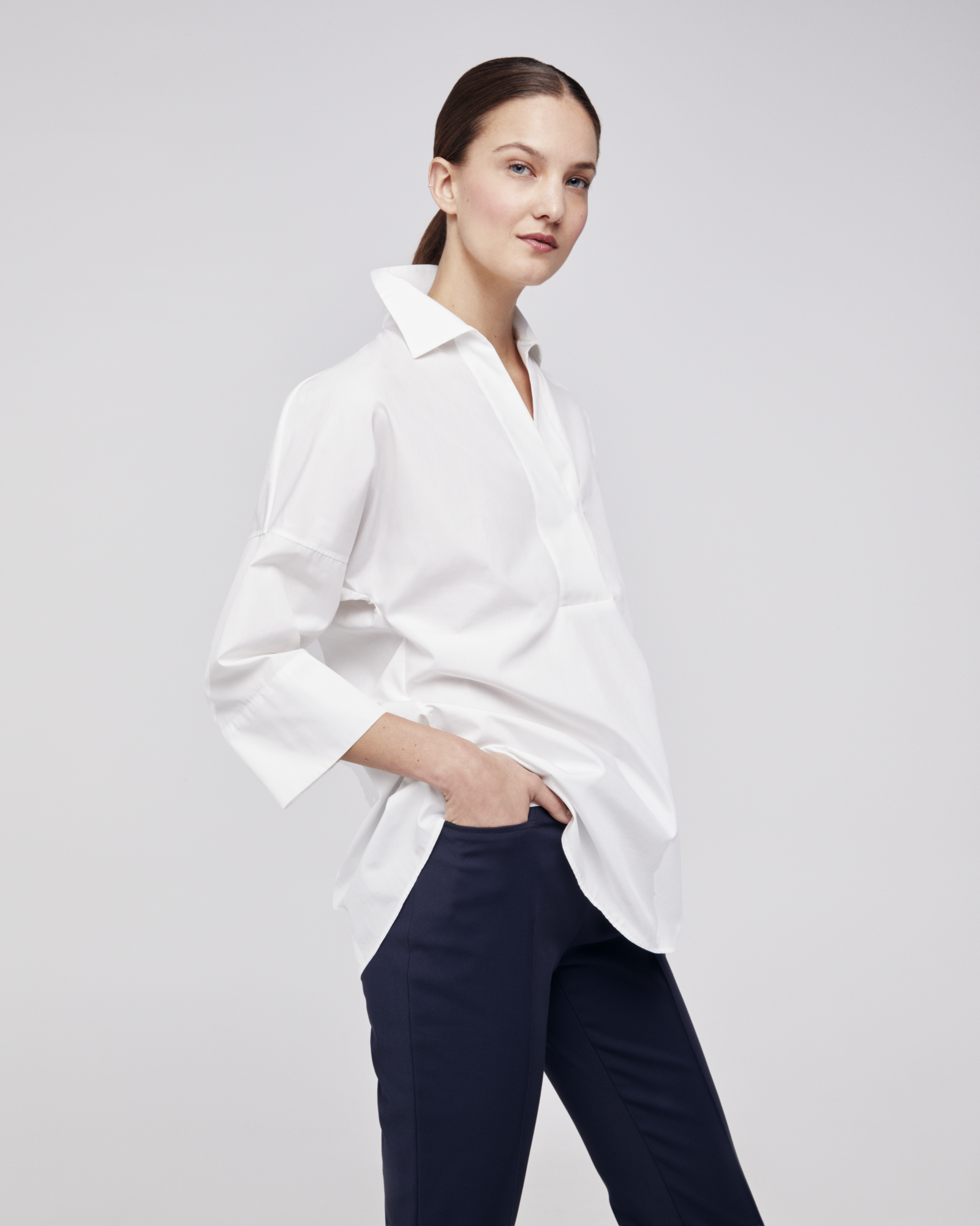 Designer Oversize Bluse aus Baumwolle - Schwarz 