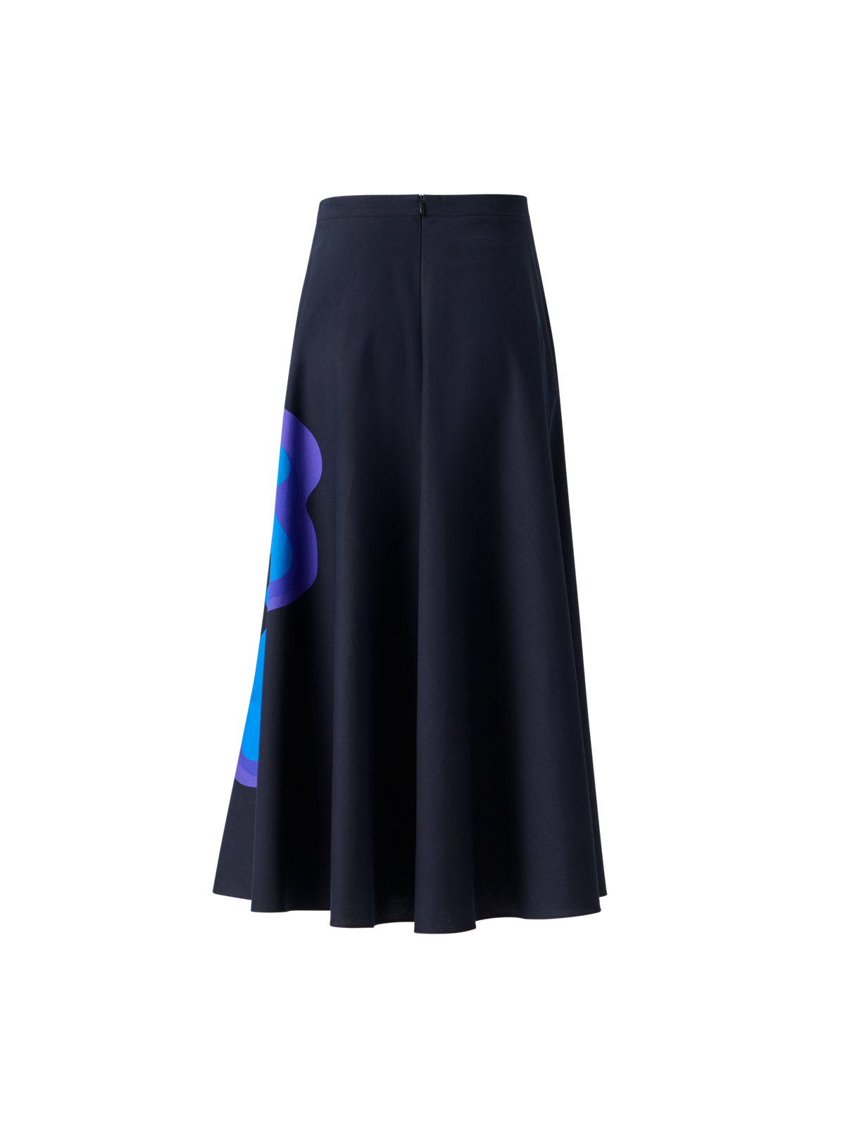 Designer XL-Midirock mit Pop-Dot-Blumenmuster - Dunkelblau