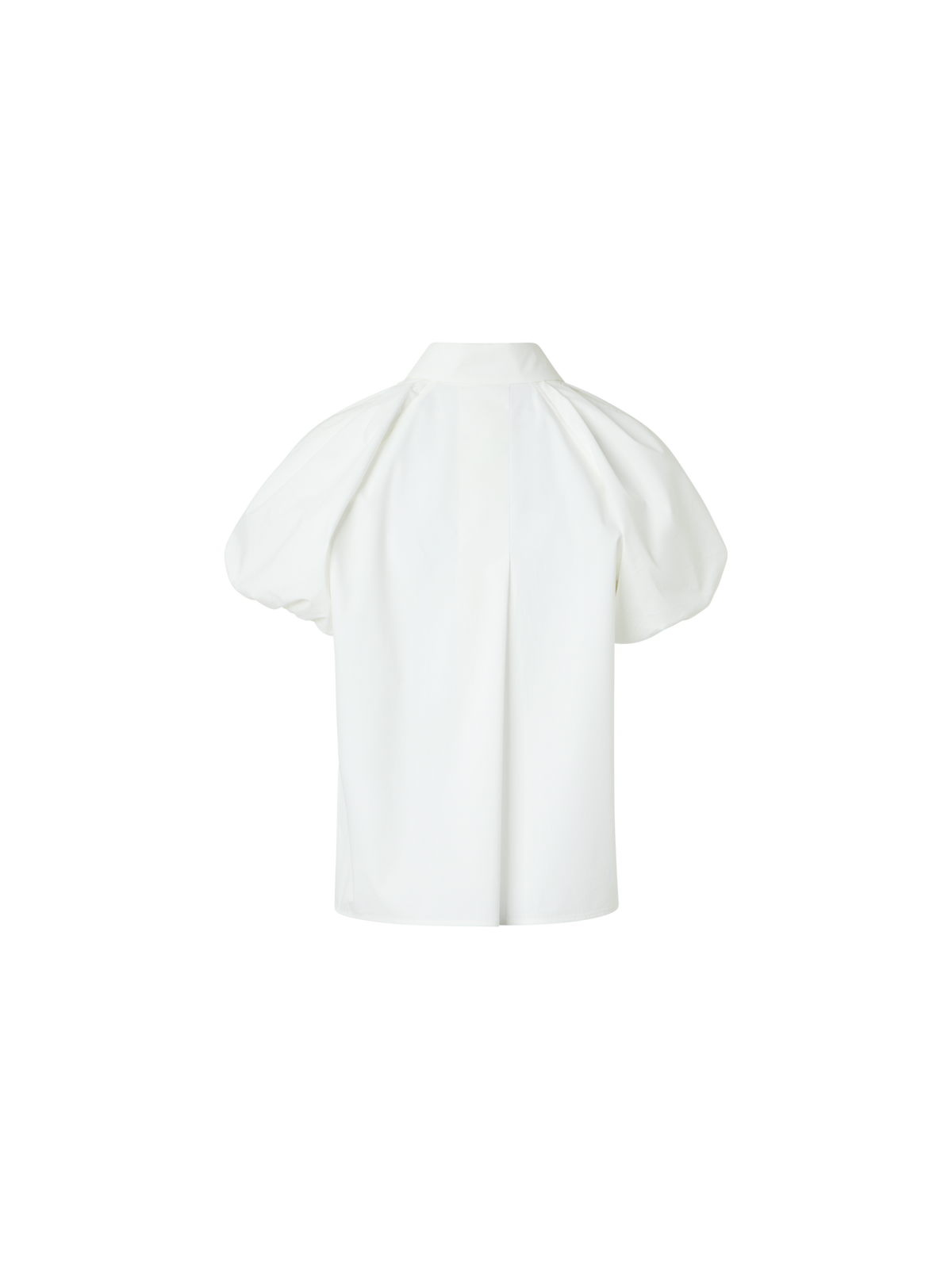Designer Bluse aus Baumwoll-Popeline mit Ballonärmeln - Weiss