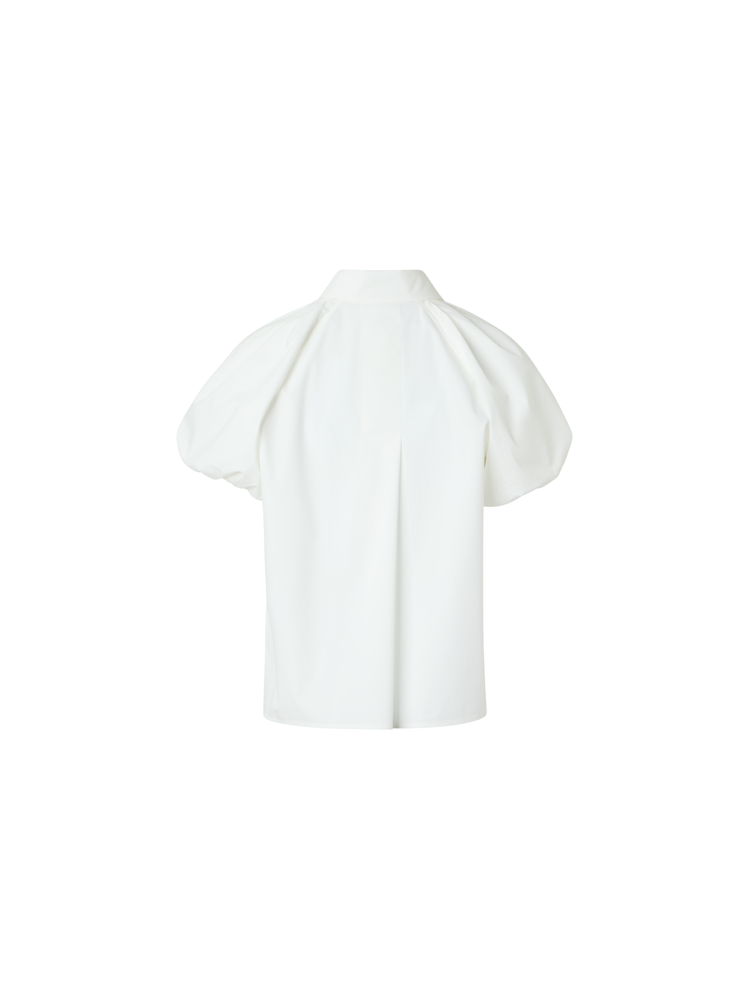 Designer Bluse aus Baumwoll-Popeline mit Ballonärmeln - Weiss