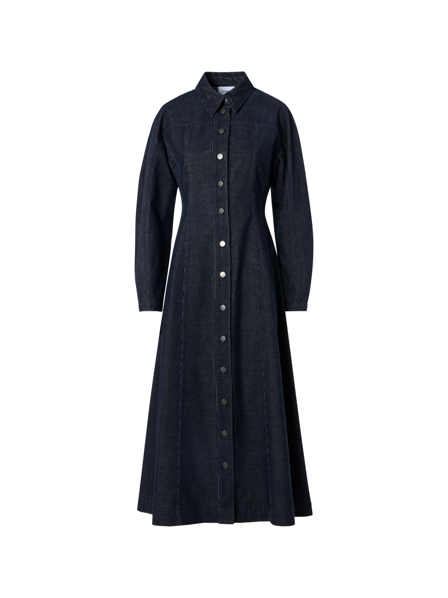 Designer Fit-and-Flare Midikleid aus Changeant-Mikrocord - Dunkelblau