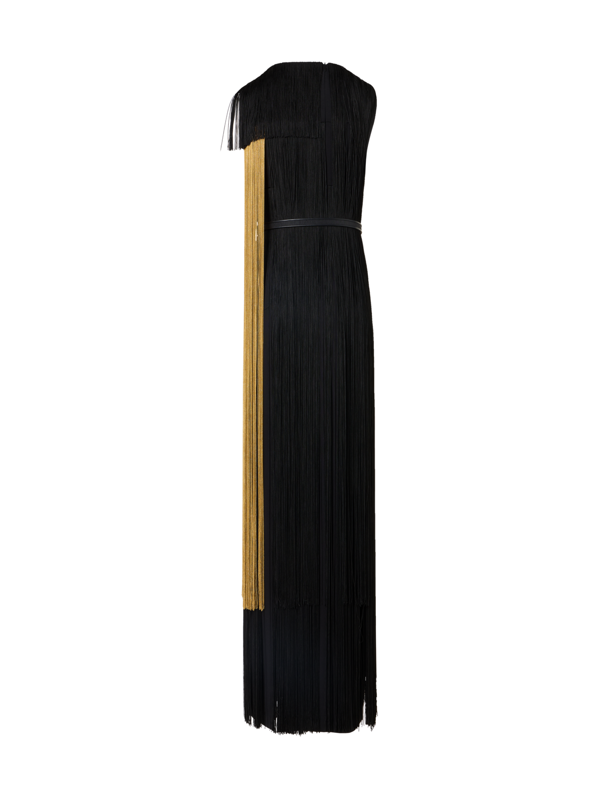 Designer Robe aus Seide mit Oro Lienzo Maxi-Fransen - Schwarz - Bunt - Gold