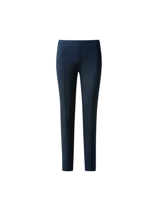 Designer Slim Hose aus Seiden-Stretch-Crêpe - Dunkelblau - Blau