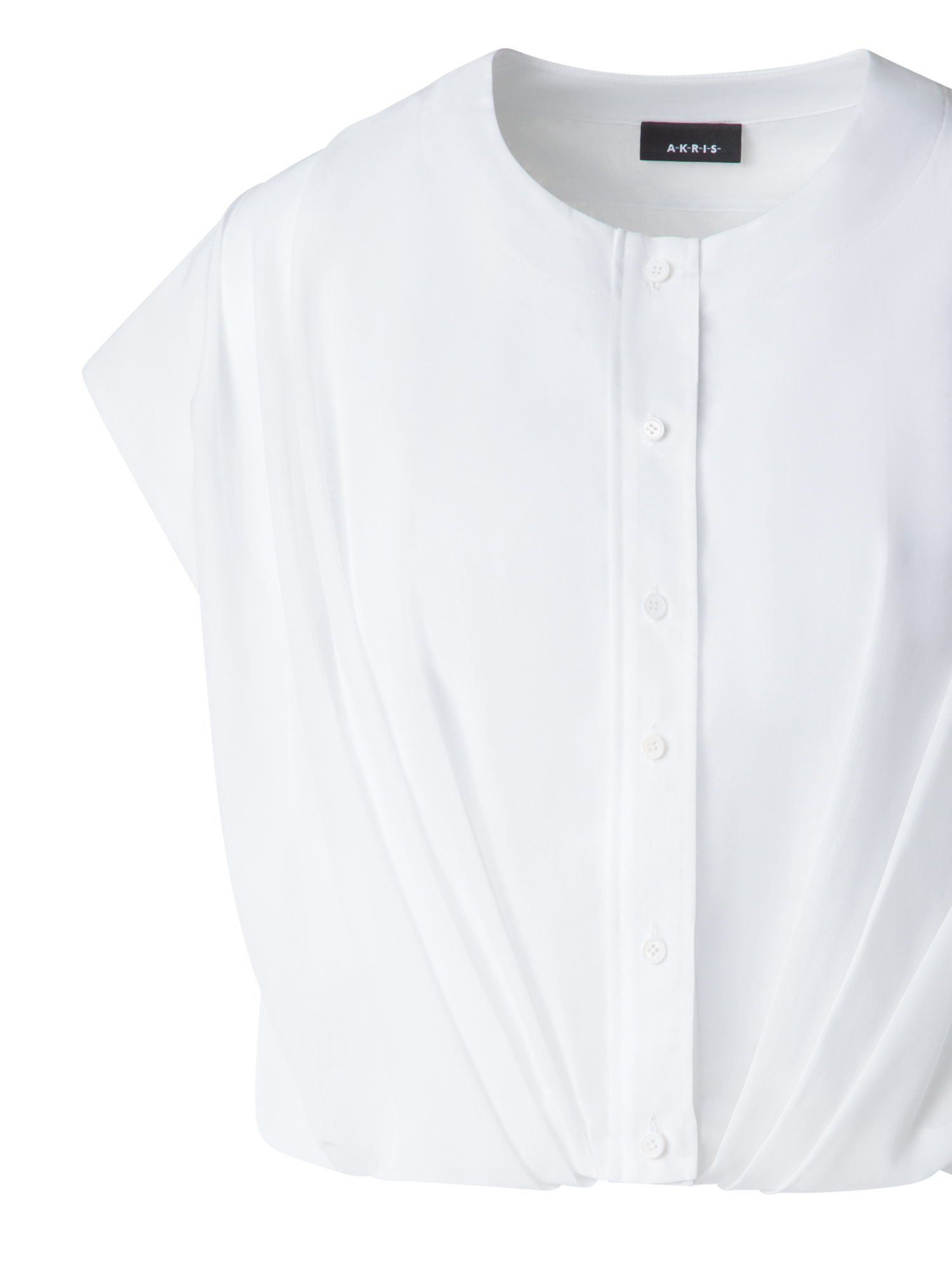 Designer Ärmellose Bluse aus Baumwoll-Voile - Weiss