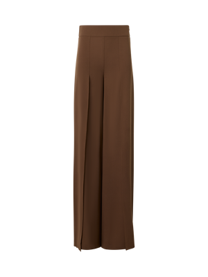 Designer Weite Seidenhose mit Schlitzen - Braun