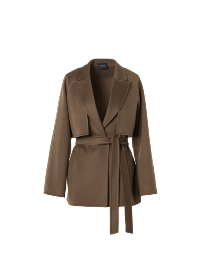 Designer Kurzer Duo-Mantel Kaschmir Gilet mit Bolero - Braun