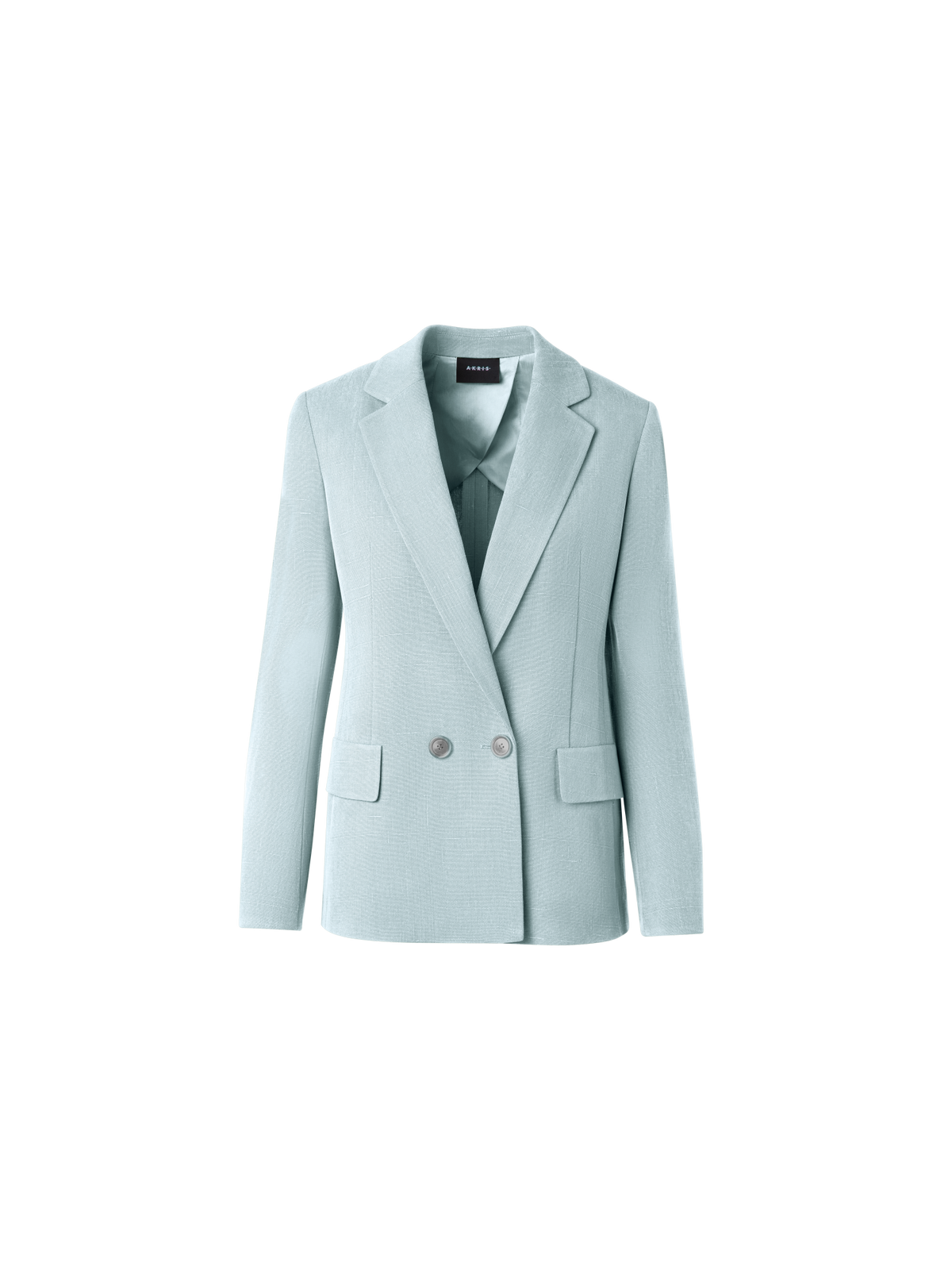 Designer Zweireihiger Blazer aus Shantung-Seide - Blau