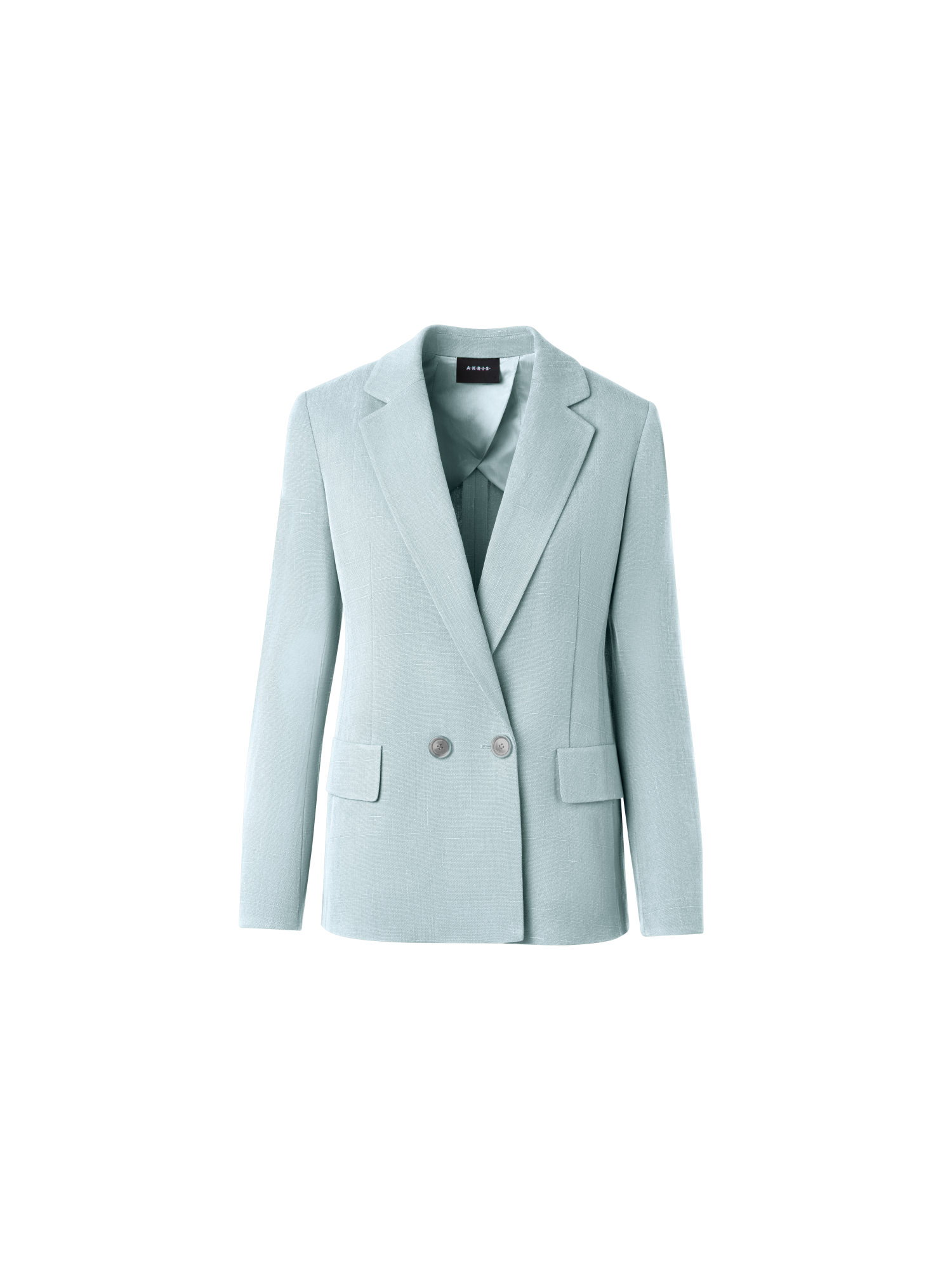 Designer Zweireihiger Blazer aus Shantung-Seide - Blau