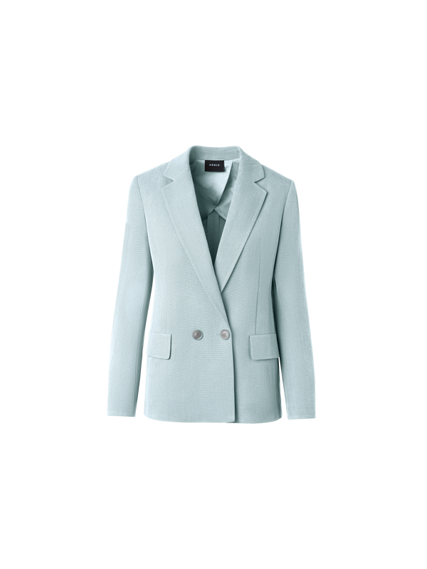 Designer Zweireihiger Blazer aus Shantung-Seide - Blau