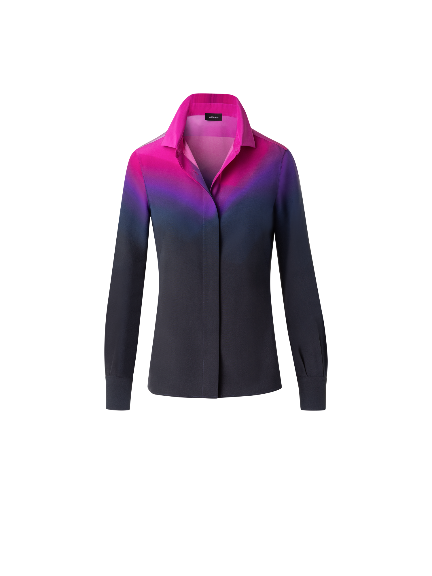 Designer Seidenbluse mit Alta Magenta Druck - Violett - Bunt - Rosa