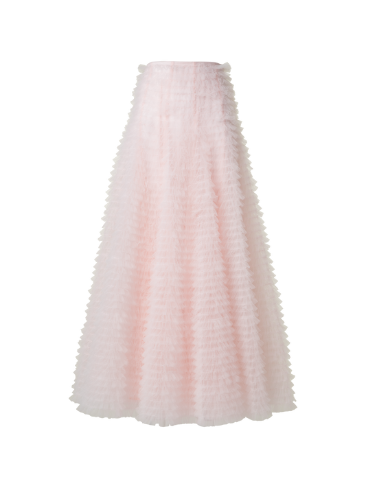 Designer Maxi-Tüll-Rüschenrock - Rosa