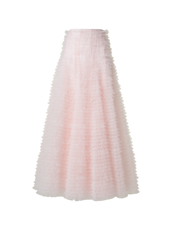 Designer Maxi-Tüll-Rüschenrock - Rosa