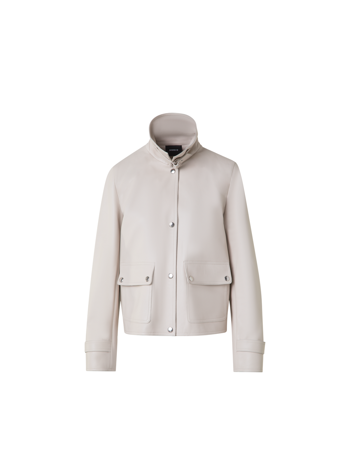 Designer Blouson Lederjacke - Grau - Beige