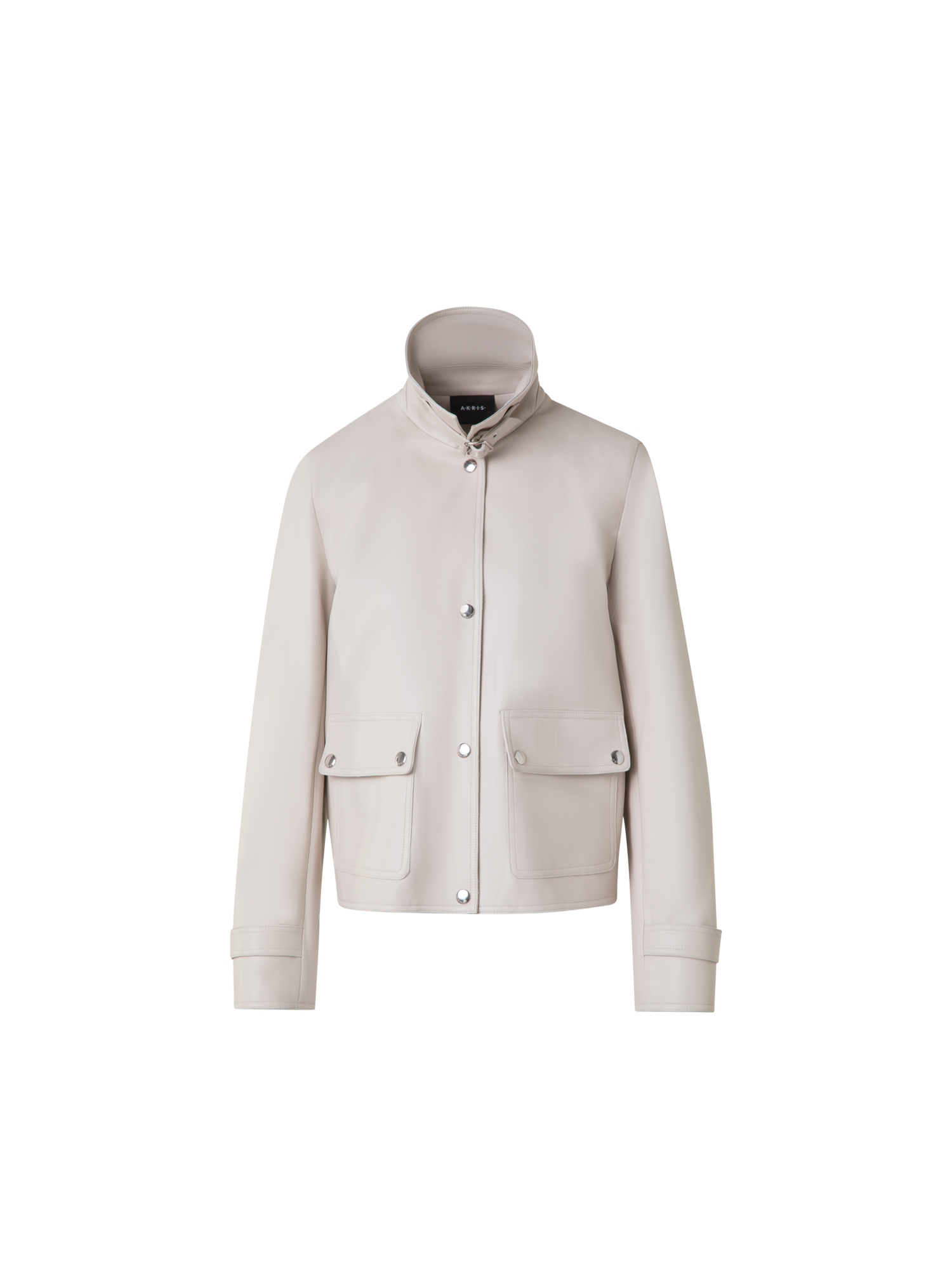 Designer Blouson Lederjacke - Grau - Beige
