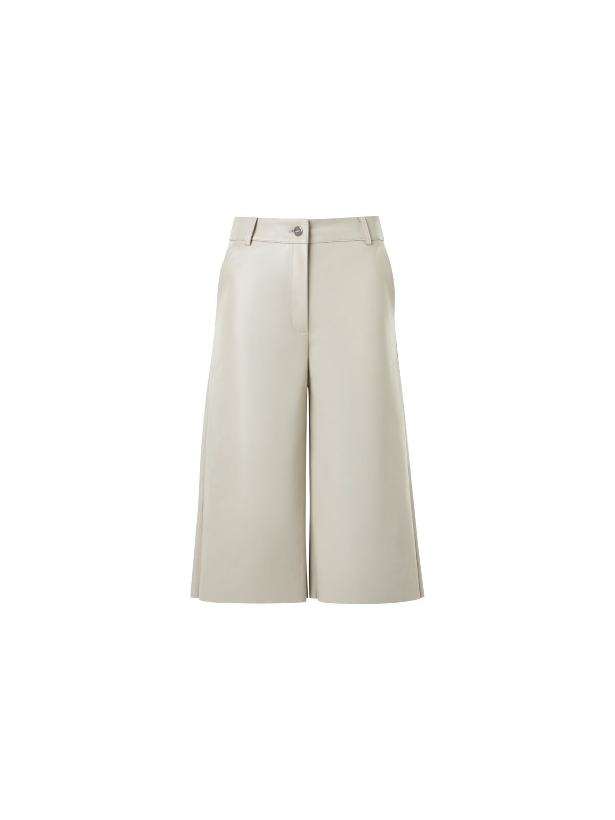 Designer Lackierte Leder-Bermudashorts mit weitem Bein - Beige