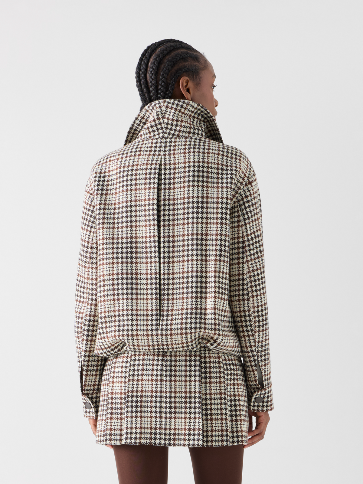 Designer Blouson aus kariertem Tweed - Braun - Bunt 