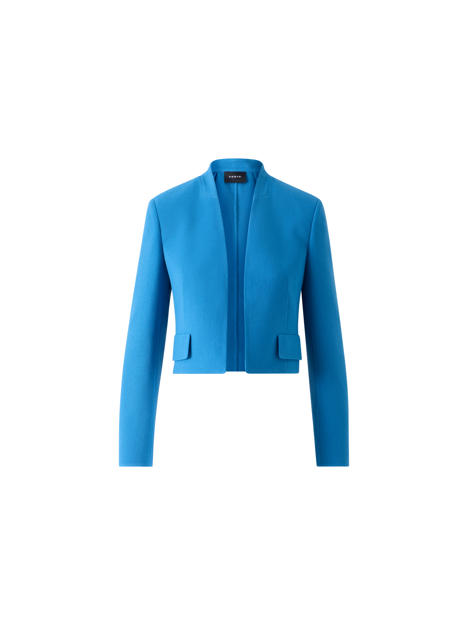 Designer Kurze Jacke aus Woll-Crêpe Doubleface - Blau