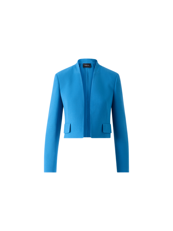 Designer Kurze Jacke aus Woll-Crêpe Doubleface - Blau