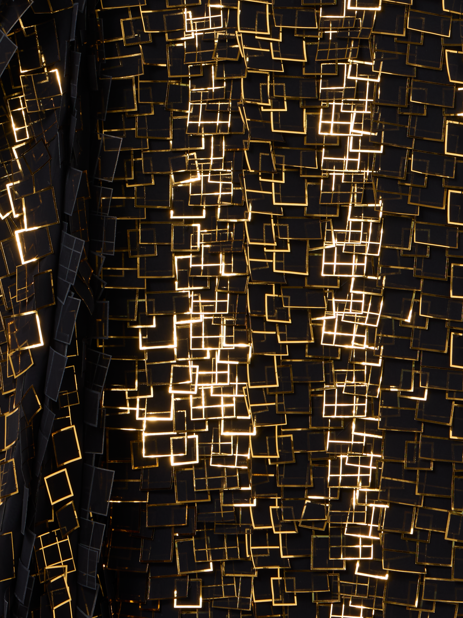 Designer Asymmetrischer Maxirock in Golden Frame Organza Tiles - Gold - Bunt - Schwarz