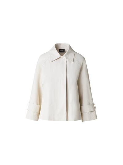 Designer Wasserabweisende Jacke aus beschichteter Leine - Ecru - Weiss