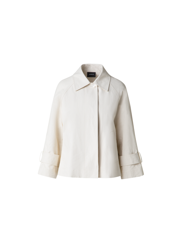 Designer Wasserabweisende Jacke aus beschichteter Leine - Ecru - Weiss