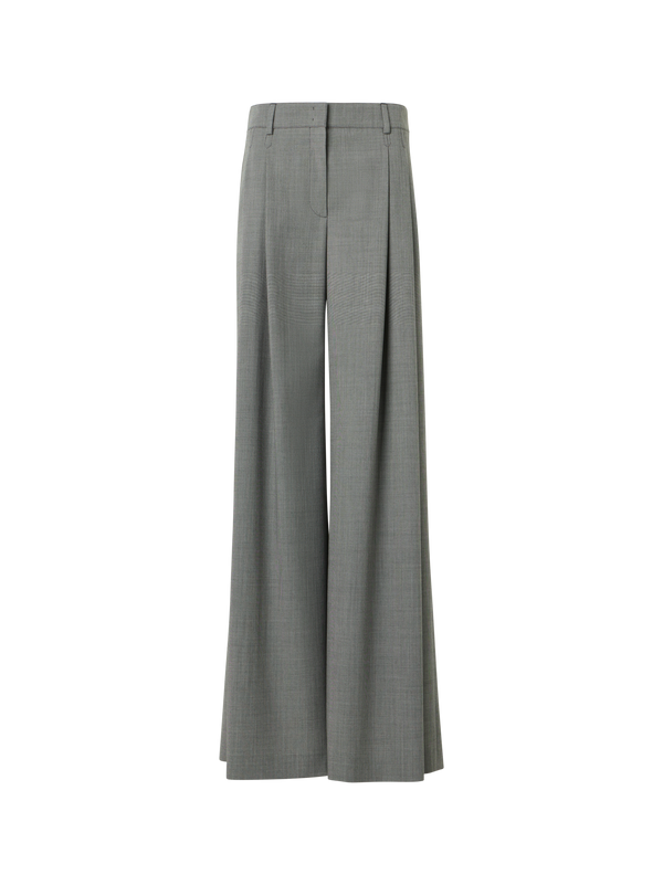 Designer Hose mit weitem Bein aus Fil-à-Fil Wollstretch - Grau