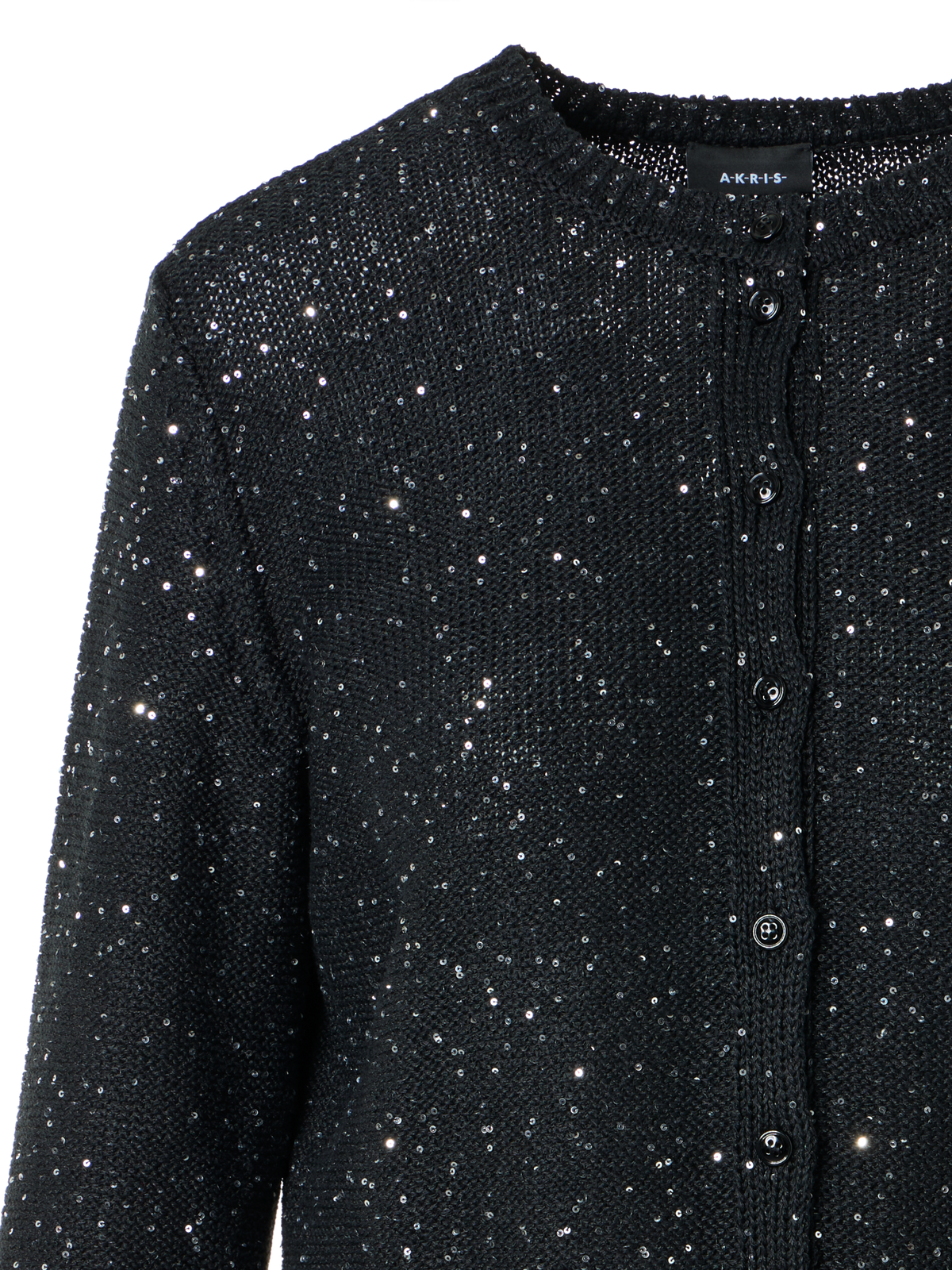 Designer Leinen-Baumwoll-Cardigan mit Mikropailletten - Schwarz